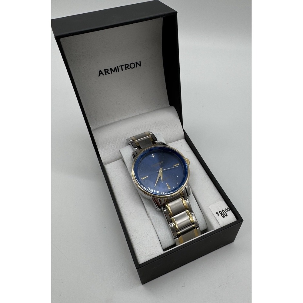 Armitron Mens Diamond Blue Dial Two Tone Quartz Watch 20/5263TT‎ New Battery